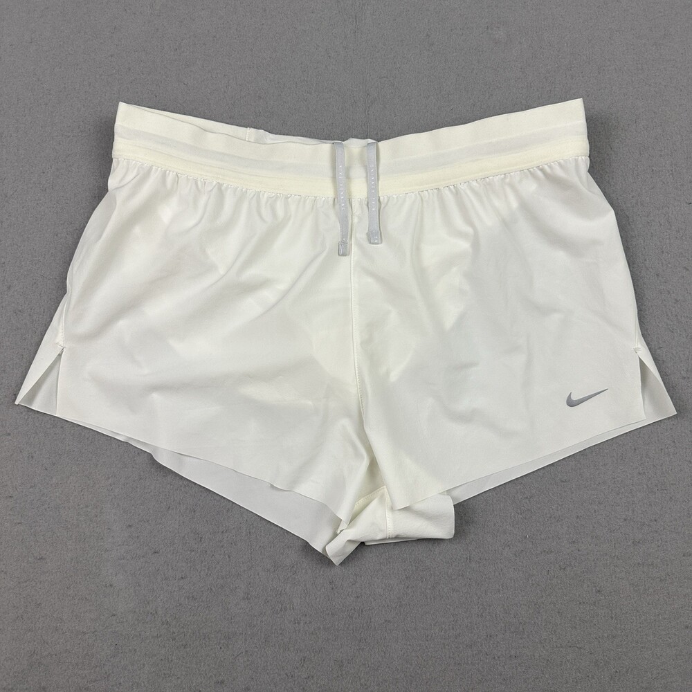 Nike Swift Running Shorts Women Large Beige Dri-FIT Reflective Training Lining